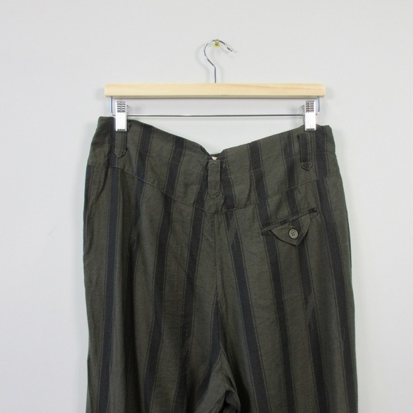 Anthropologie TINY Women's Striped Pants Olive Green Boho Hippie Trousers 260 - Picture 7 of 14